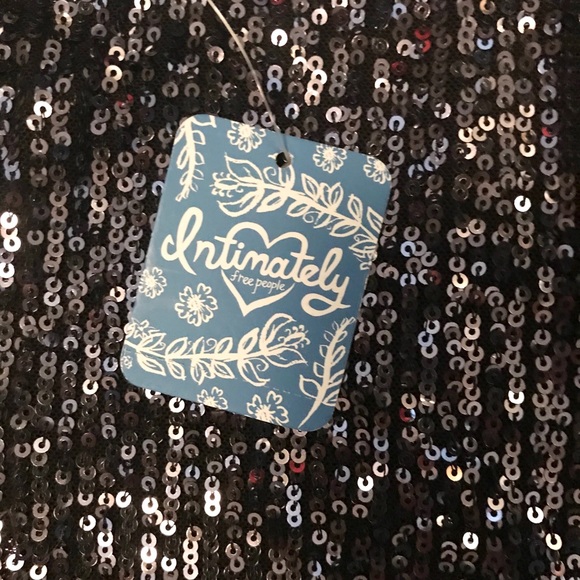 FREE PEOPLE Gold Rush Mini Sequin Black Dress LRG - Picture 7 of 9